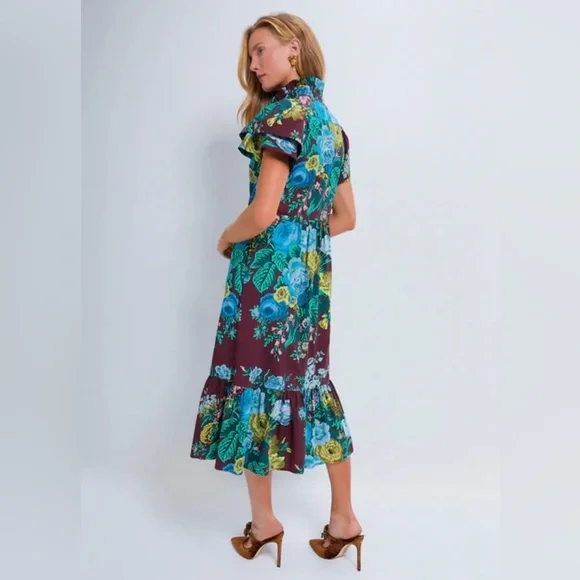 Tuckernuck Oxblood Verdant Floral Alice Dress medium - Picture 2 of 8